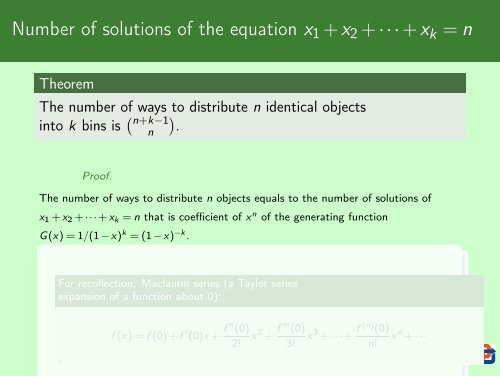 Binomial Coefficients and Generating Functions - Cs.ioc.ee