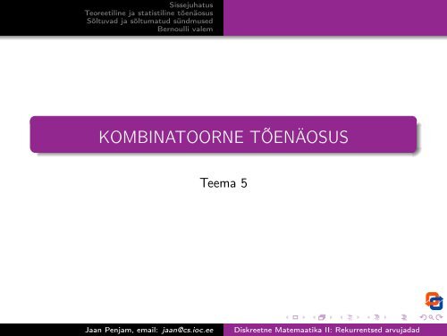 KOMBINATOORNE TÕENÄOSUS - Cs.ioc.ee