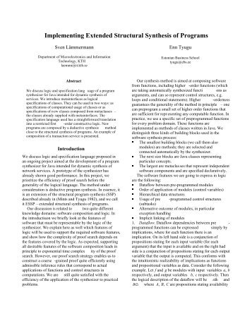 Implementing Extended Structural Synthesis of Programs - Cs.ioc.ee