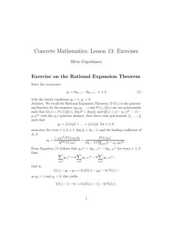 Concrete Mathematics, Lesson 13: Exercises - Cs.ioc.ee
