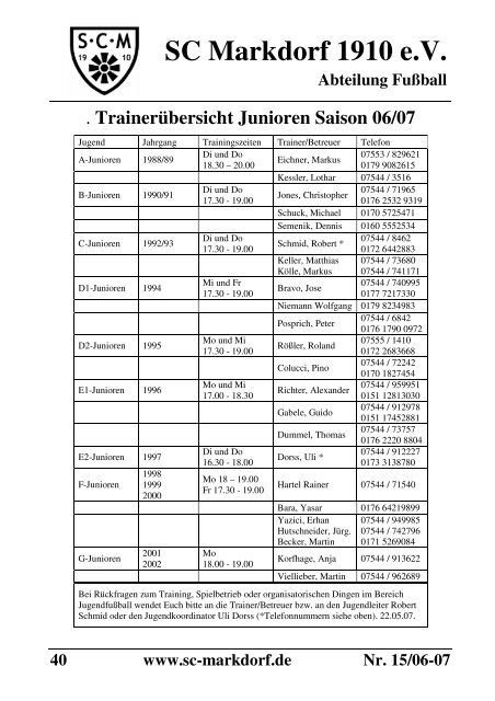 Stadionzeitschrift 03.06.2007 --> SCM I - SC Markdorf 1910 eV