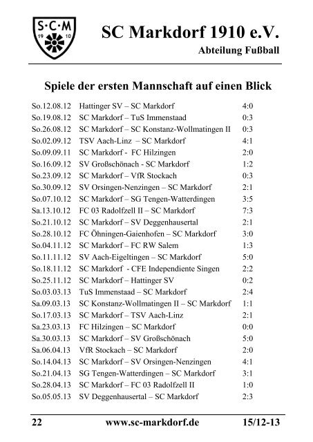 Stadionzeitschrift 26.05.2013 -- SCM I - SV Aach-Eigeltingen