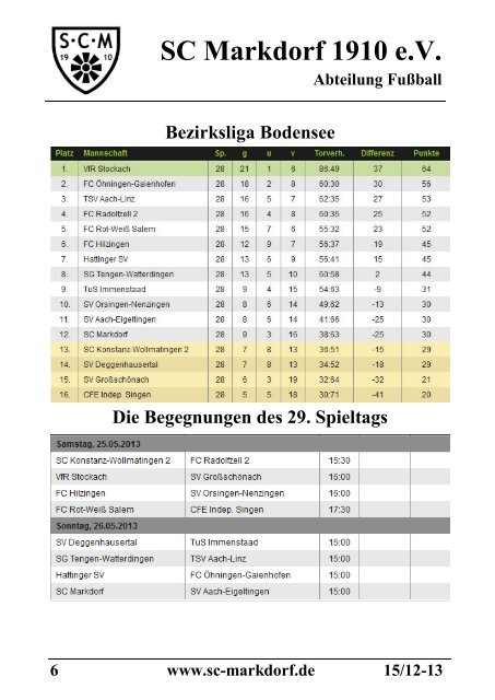 Stadionzeitschrift 26.05.2013 -- SCM I - SV Aach-Eigeltingen