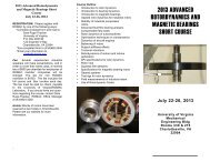 2013 advanced rotordynamics and magnetic bearings short course