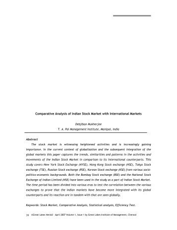 Comparative Analysis of Indian Stock Market with ... - Great Lakes