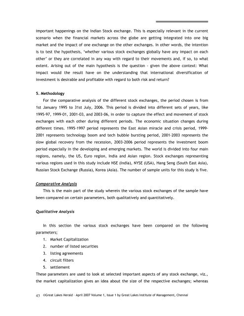 Comparative Analysis of Indian Stock Market with ... - Great Lakes