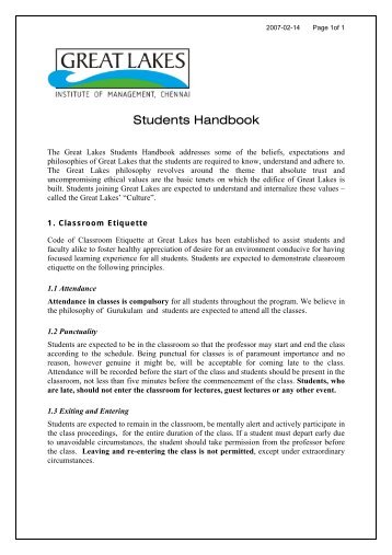 Students Handbook - Great Lakes