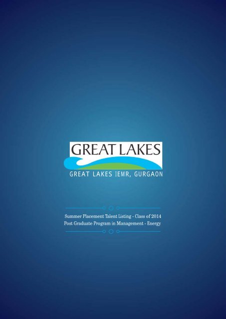 Summer Internship Brochure Great Lakes
