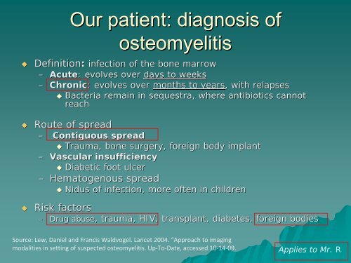 “Osteomyelitis of the Foot” - Lieberman's eRadiology Learning Sites