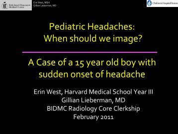 Radiographic Approach to Headache in Pediatrics - Lieberman's ...