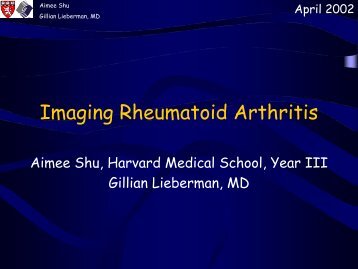 Imaging Rheumatoid Arthritis - Lieberman's eRadiology Learning Sites