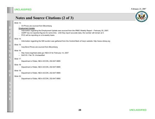 Iraq Weekly Status Report - US Department of State