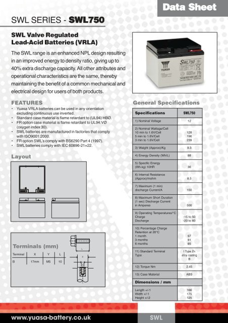 SWL 750 Data Sheet