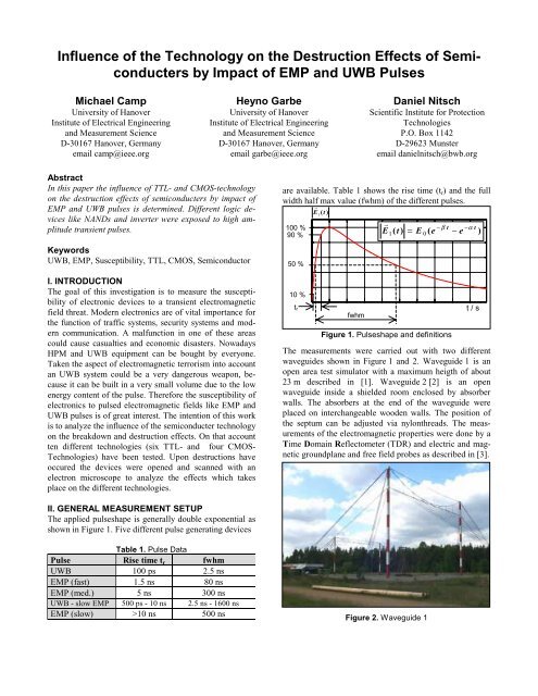 conducters by Impact of EMP and UWB Pulses