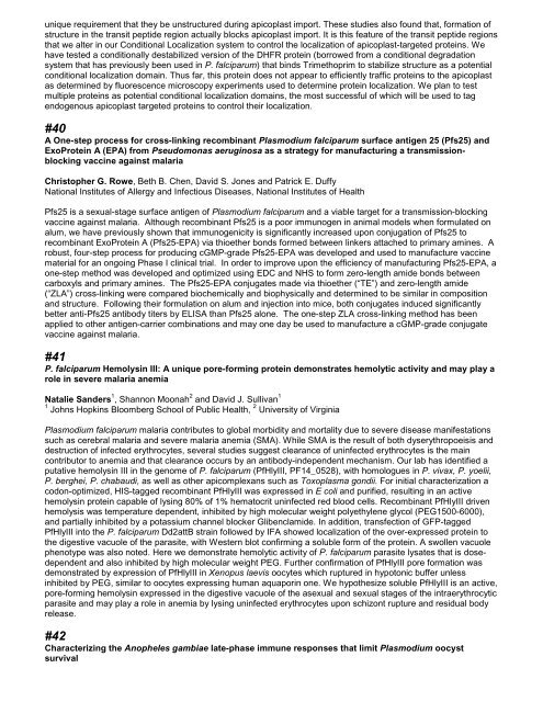 Conference Program - Johns Hopkins Malaria Research Institute ...