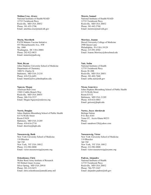 Conference Program - Johns Hopkins Malaria Research Institute ...