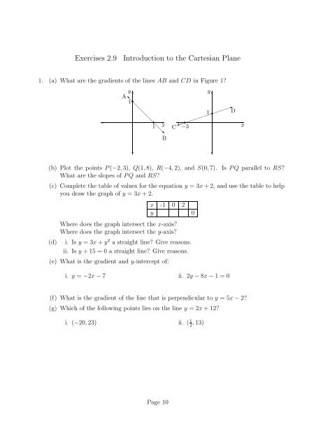 Cartesian Coordinate Exercise Exercises 2.9