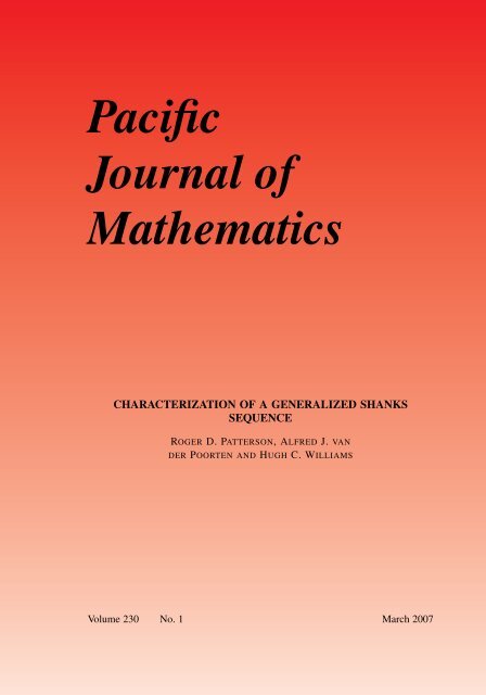 Characterization of a generalized Shanks sequence - Department of ...