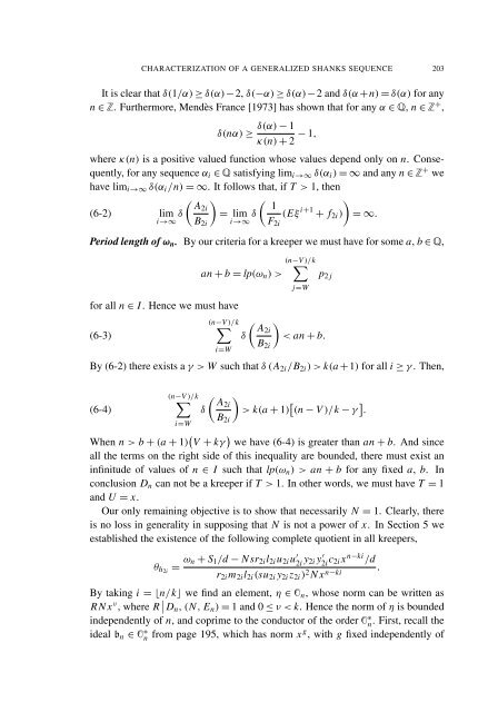 Characterization of a generalized Shanks sequence - Department of ...