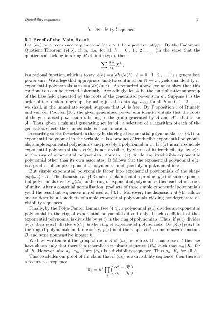 A FULL CHARACTERISATION OF DIVISIBILITY SEQUENCES ...