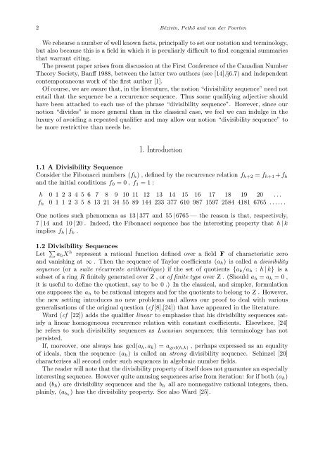 A FULL CHARACTERISATION OF DIVISIBILITY SEQUENCES ...