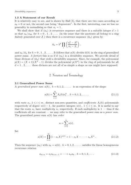 A FULL CHARACTERISATION OF DIVISIBILITY SEQUENCES ...