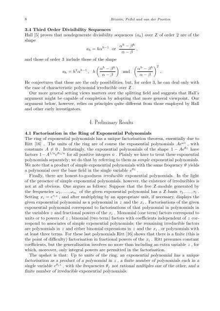 A FULL CHARACTERISATION OF DIVISIBILITY SEQUENCES ...