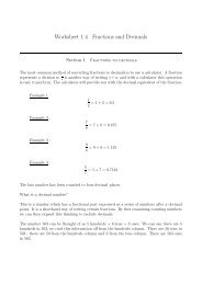 Worksheet 1.4 Fractions and Decimals