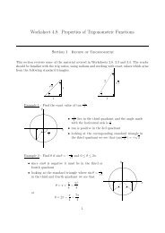 Worksheet 4.8 Properties of Trigonometric Functions
