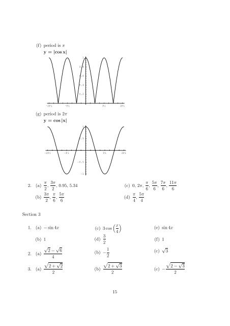 Worksheet 4.8 Properties of Trigonometric Functions