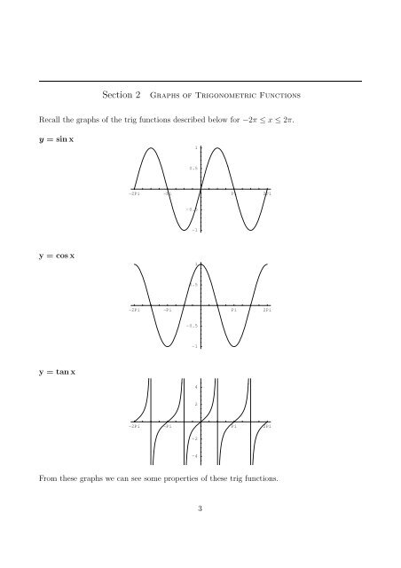 Worksheet 4.8 Properties of Trigonometric Functions