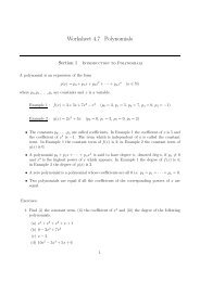 Worksheet 4.7 Polynomials