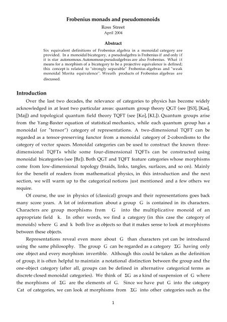 Frobenius monads and pseudomonoids Introduction - ResearchGate