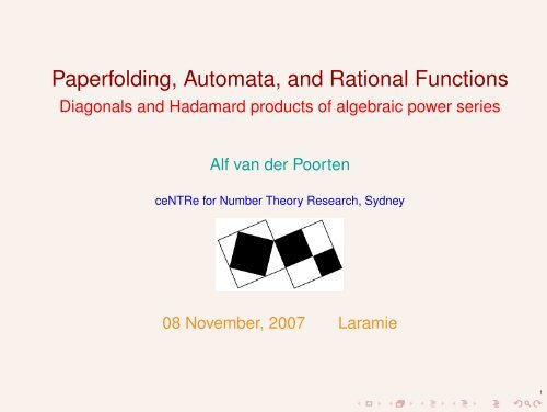 Paperfolding, Automata, and Rational Functions - Diagonals and ...