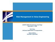 Risk Management in Value Engineering - AASHTO - Subcommittee ...