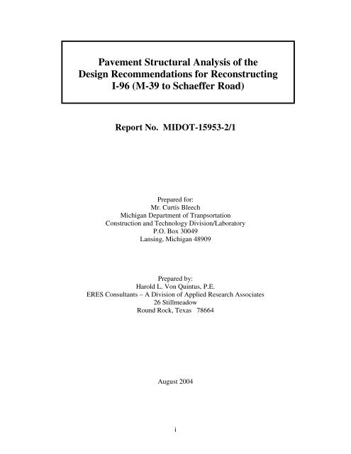 Pavement Structural Analysis of the Design Recommendations for ...