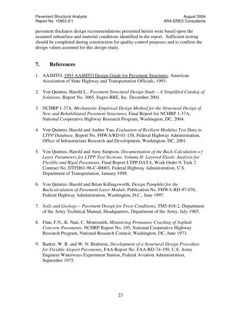 Pavement Structural Analysis of the Design Recommendations for ...