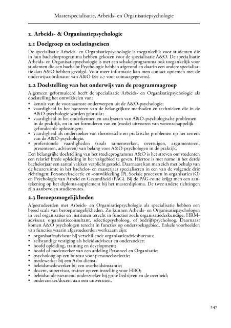 2. Arbeids- & Organisatiepsychologie 2.1 Doelgroep en ...