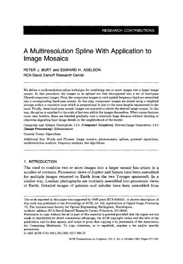 A multiresolution spline with application to image mosaics, ACM ToG