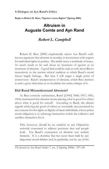 Altruism in Auguste Comte and Ayn Rand Robert L ... - jrdonohue