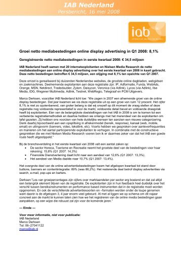 Groei netto mediabestedingen online display advertising ... - Nielsen