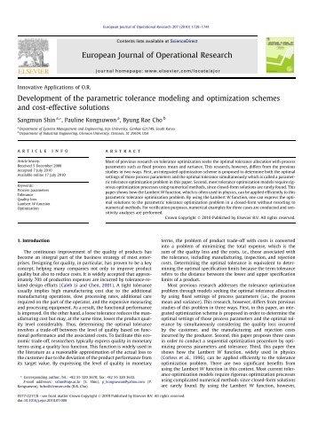 Development of the parametric tolerance modeling and optimization ...