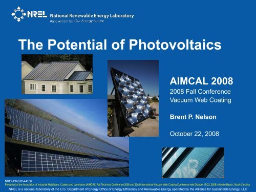 The Potential of Photovoltaics (Presentation)