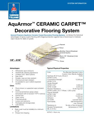 AquArmor™ CERAMIC CARPET™ Decorative ... - General Polymers