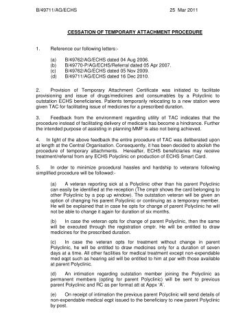 B/49711/AG/ECHS 25 Mar 2011 CESSATION OF ... - Indian Army