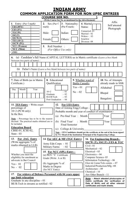 To Download Application Form - Join Indian Army