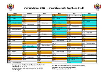 Jahreskalender 2012 - Freiwillige Feuerwehr Wertheim