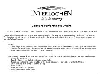 Concert Performance Attire - Interlochen Arts Academy High School