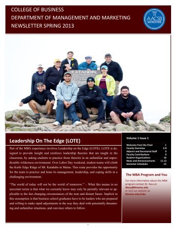 Department Newsletter – Spring 2013 - Bloomsburg University