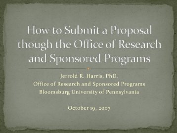 Jerrold R. Harris, PhD. Office of Research and Sponsored Programs ...